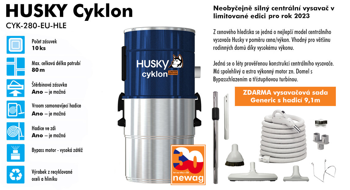 Centrální vysavač HUSKY Cyklon Limited Edition vč. sady